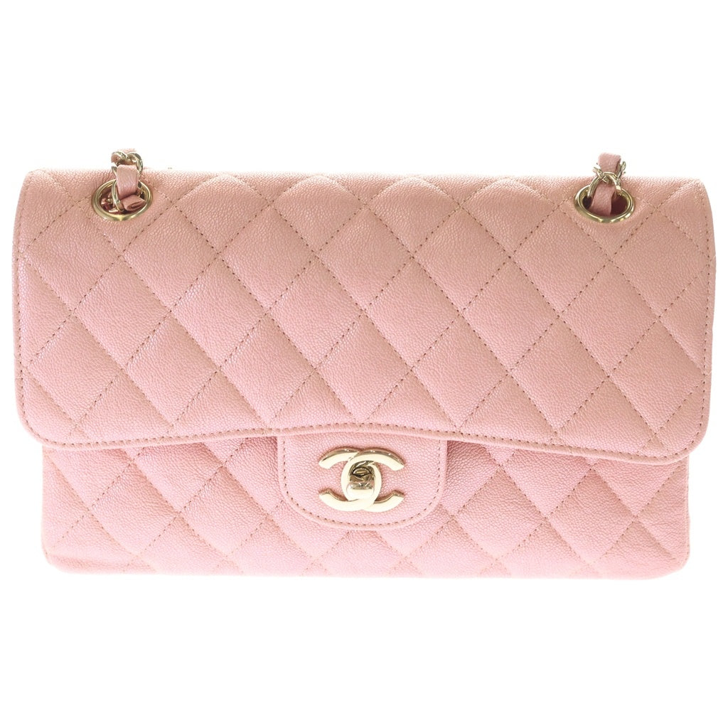 CHANEL(シャネル) マトラッセ23 Wフラップ Wチェーンショルダーバッグ インデセントピンク キャビアスキン A01113 ゴールド金具 レディース