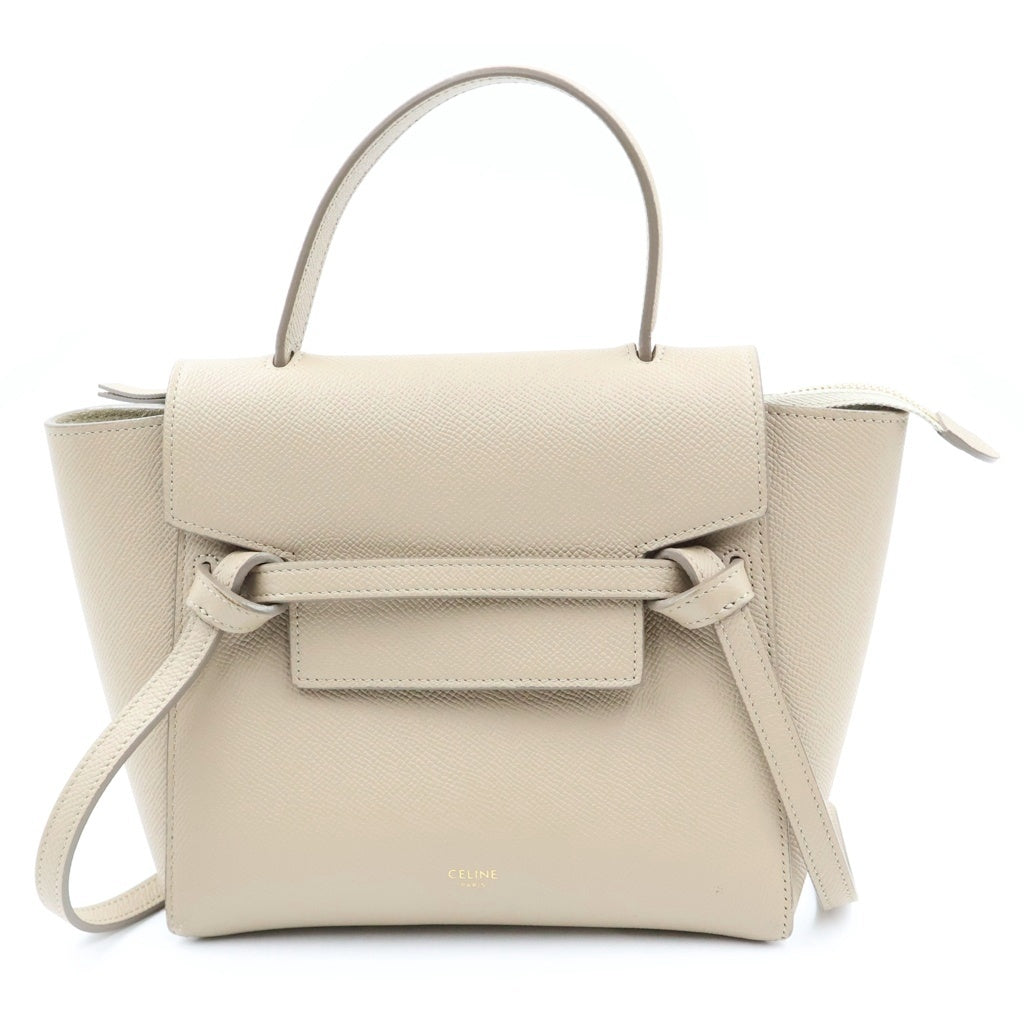 CELINE(セリーヌ) ベルトバッグ ミニ ベージュ レザー 2WAY ハンドバッグ ショルダーバッグ レディース