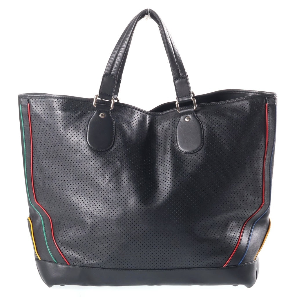 GUCCI(グッチ) パーフォレイテッド トートバッグ ハンドバッグ ブラック レザー 243806 シルバー金具