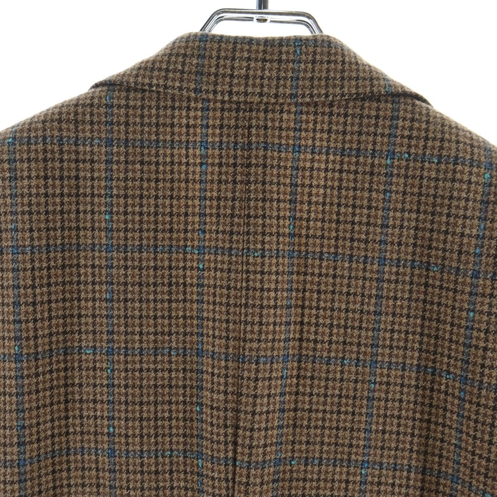 LARDINI(ラルディーニ) 3ボタン ウール×コットン チェック ウインドウペーンジャケット シングルテーラードジャケット #44 ブラウン/ブルー JK611