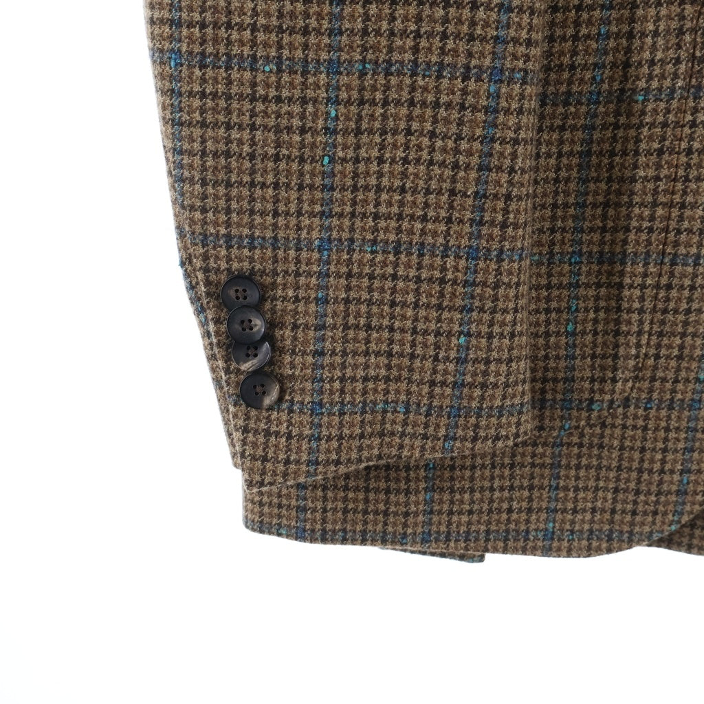 LARDINI(ラルディーニ) 3ボタン ウール×コットン チェック ウインドウペーンジャケット シングルテーラードジャケット #44 ブラウン/ブルー JK611