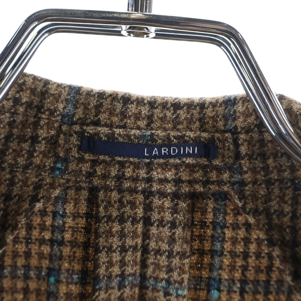 LARDINI(ラルディーニ) 3ボタン ウール×コットン チェック ウインドウペーンジャケット シングルテーラードジャケット #44 ブラウン/ブルー JK611