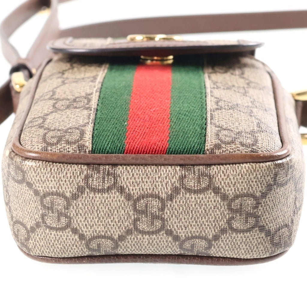 GUCCI(グッチ) オフィディア GG シェリーライン PVC レザー ショルダーバッグ ブラウン/ベージュ 598912 レディース
