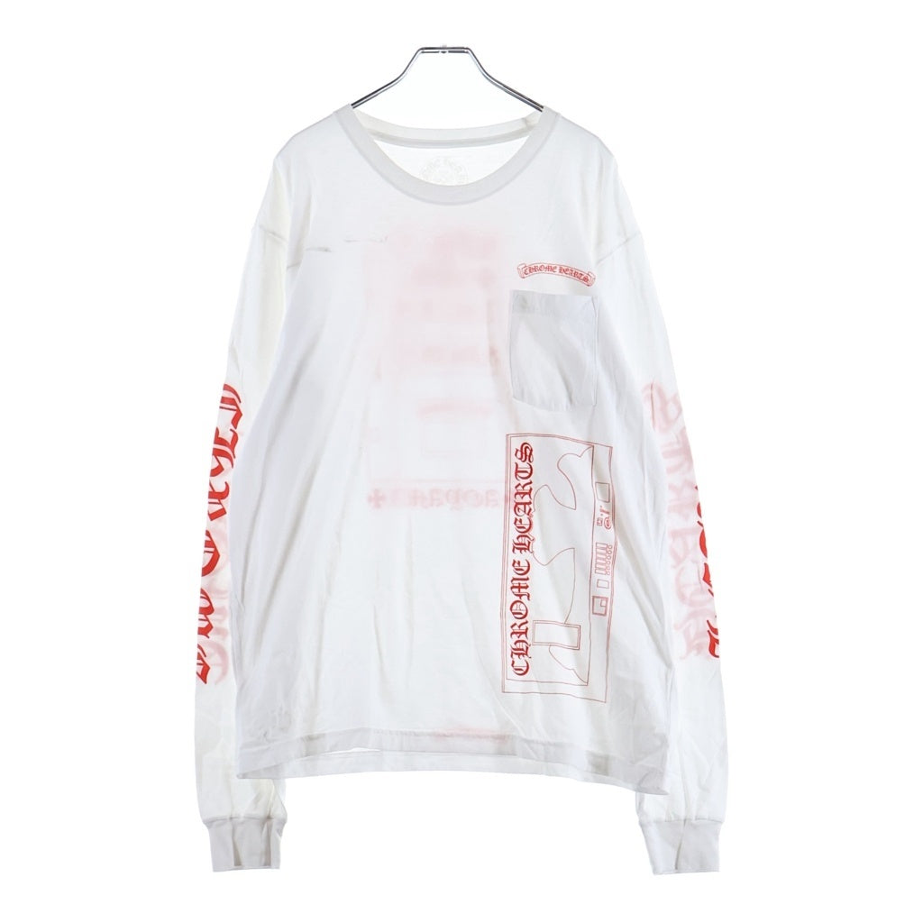 CHROME HEARTS(クロムハーツ) AOYAMA 青山 ロングスリーブ Tシャツ 長袖 ロゴ プリント ホワイト/レッド