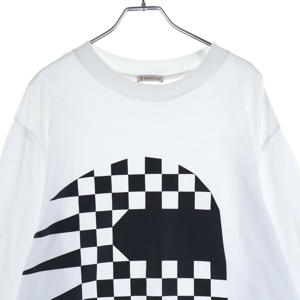MONCLER(モンクレール) ロングTシャツ ロゴ プリント 長袖 ホワイト/ブラック