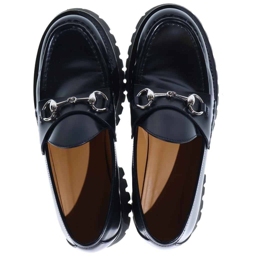 GUCCI(グッチ) ホースビット レザーローファーシューズ ブラック シルバー金具 レディース