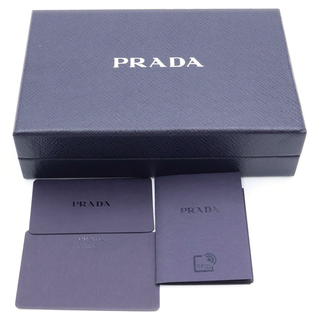 PRADA(プラダ) サフィアーノ トライアングル ロゴ 二つ折り財布 ウォレット レッド レザー 1ML225 ゴールド金具 レディース