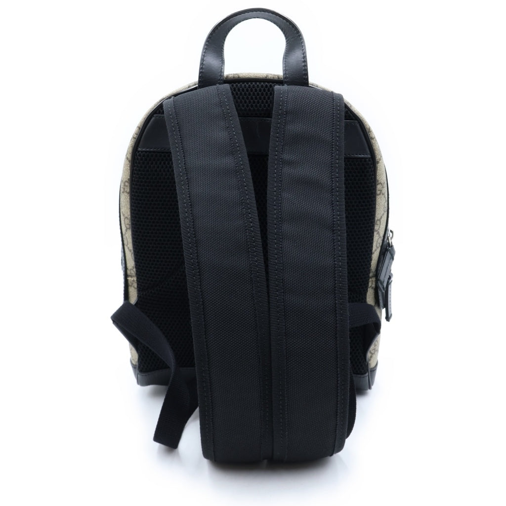 GUCCI(グッチ) GGスプリーム バックパック リュックサック ブラック×ベージュ レザー×PVC 429020 ブラック金具 レディース