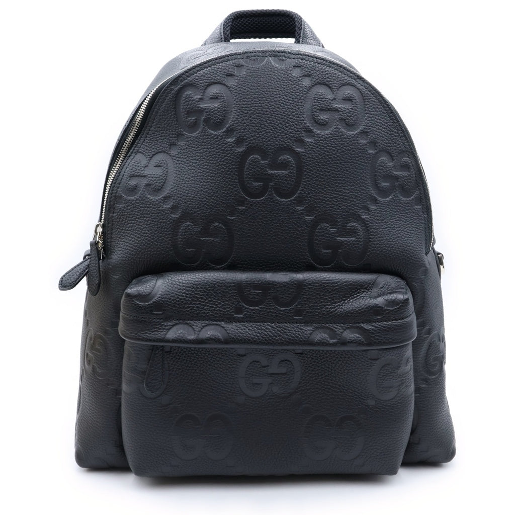 GUCCI(グッチ) ジャンボGG バックパック リュックサック ブラック レザー W35 819065 シルバー金具 レディース