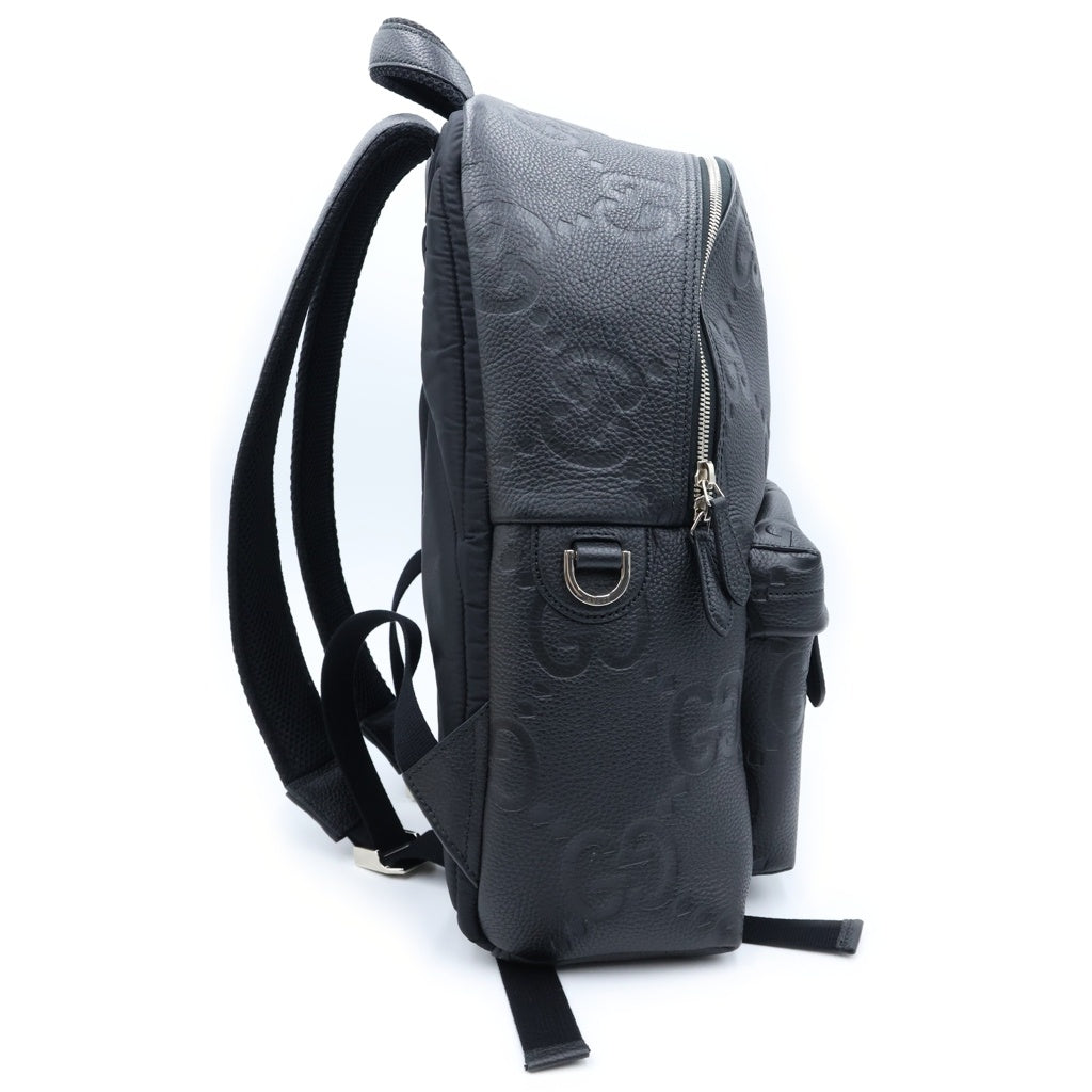 GUCCI(グッチ) ジャンボGG バックパック リュックサック ブラック レザー W35 819065 シルバー金具 レディース