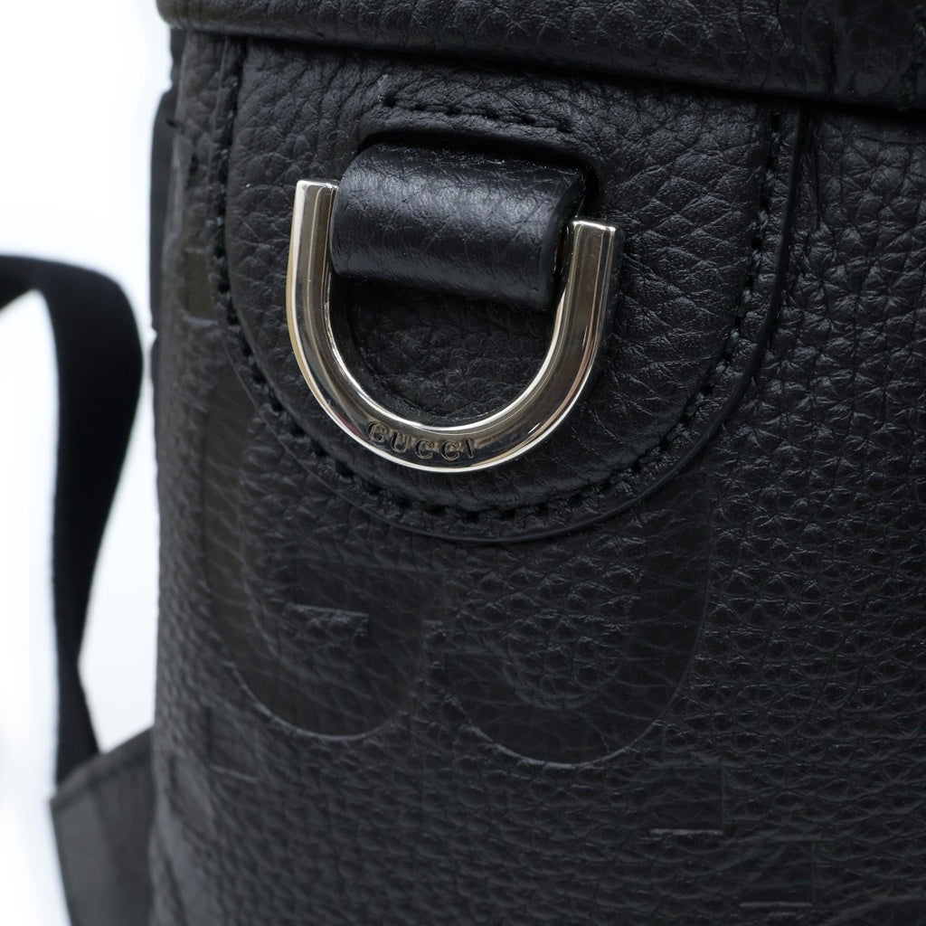 GUCCI(グッチ) ジャンボGG バックパック リュックサック ブラック レザー W35 819065 シルバー金具 レディース