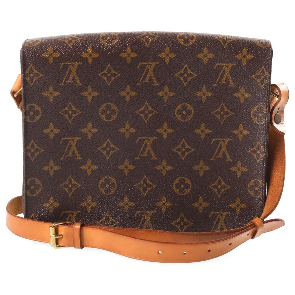 LOUIS VUITTON(ルイヴィトン) モノグラム カルトシエールGM ショルダーバッグ ブラウン レザー×PVC M51252 ゴールド金具 レディース