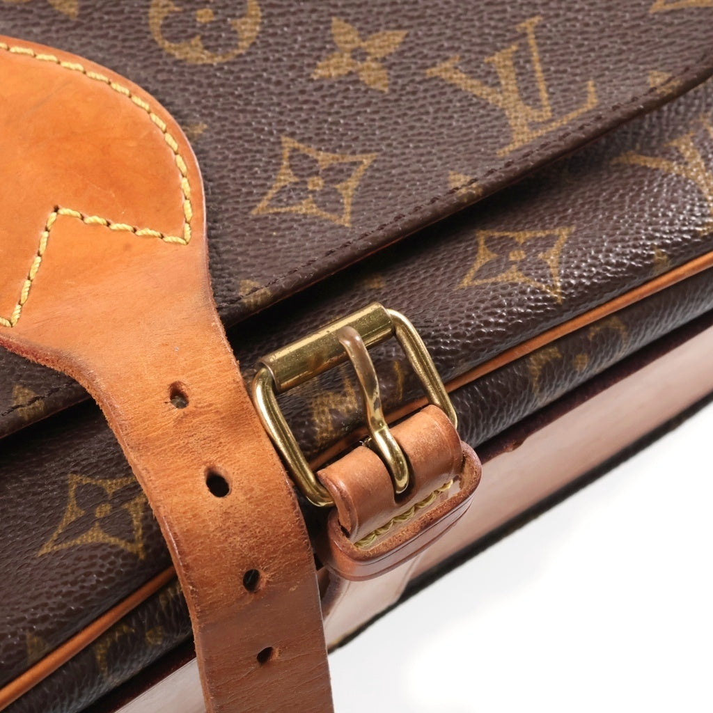LOUIS VUITTON(ルイヴィトン) モノグラム カルトシエールGM ショルダーバッグ ブラウン レザー×PVC M51252 ゴールド金具 レディース