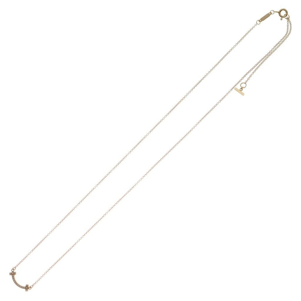TIFFANY & Co.(ティファニー) Tスマイル ミニ ダイヤ ネックレス ペンダント チェーン ピンクゴールド Au750PG レディース