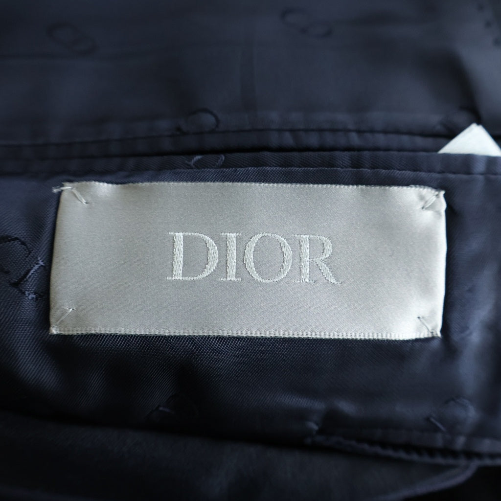 Christian Dior(クリスチャンディオール) ピークド 1B ジャケット サテンラペル ロゴ セットアップ スーツ ネイビー 633C722S0687