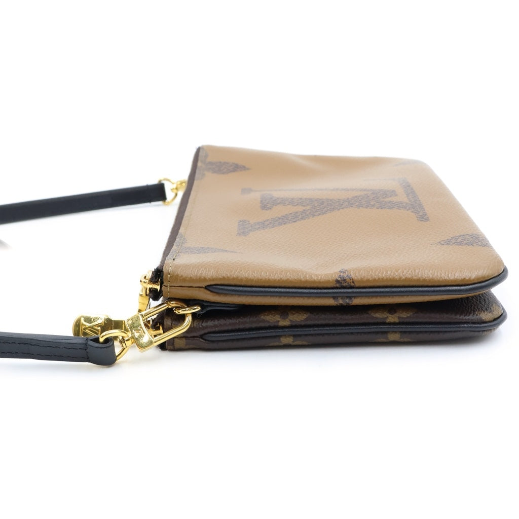 LOUIS VUITTON(ルイヴィトン) モノグラム ジャイアント リバース ポシェット ドゥーブル ジップ ブラウン×ブラック PVC×レザー M69203 レディース