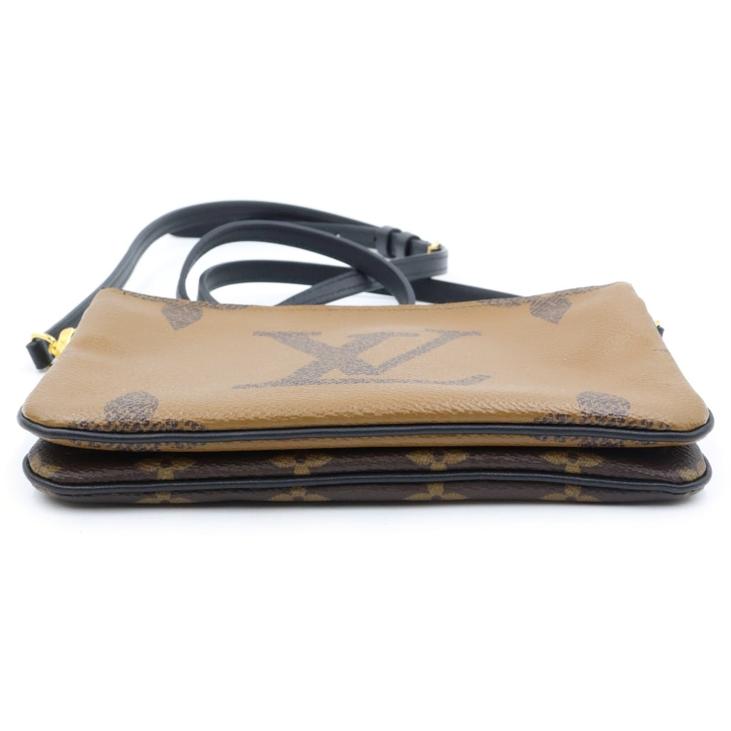LOUIS VUITTON(ルイヴィトン) モノグラム ジャイアント リバース ポシェット ドゥーブル ジップ ブラウン×ブラック PVC×レザー M69203 レディース