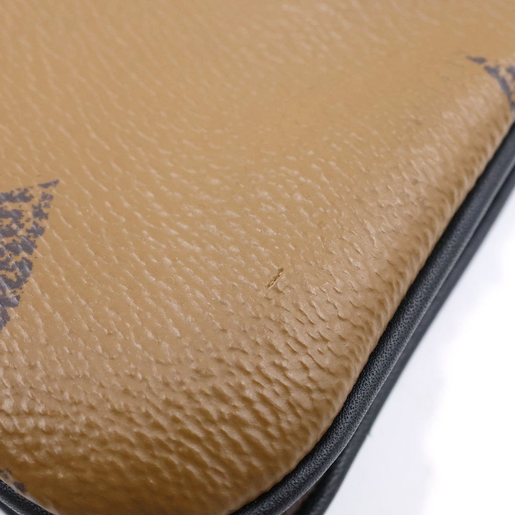 LOUIS VUITTON(ルイヴィトン) モノグラム ジャイアント リバース ポシェット ドゥーブル ジップ ブラウン×ブラック PVC×レザー M69203 レディース