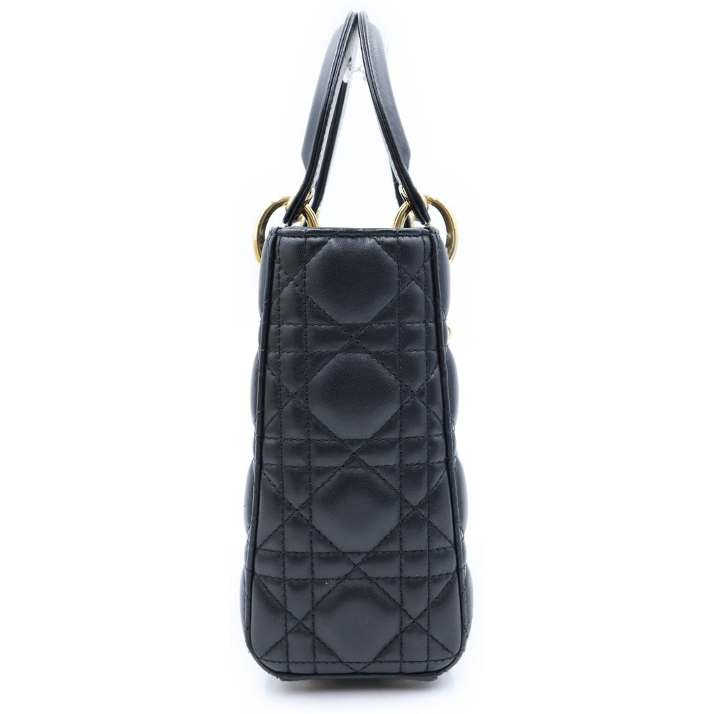 Christian Dior(クリスチャンディオール) マイレディディオール カナージュ 2wayショルダーバッグ ハンドバッグ ブラック ラムスキン 01-BO-0270 レディース