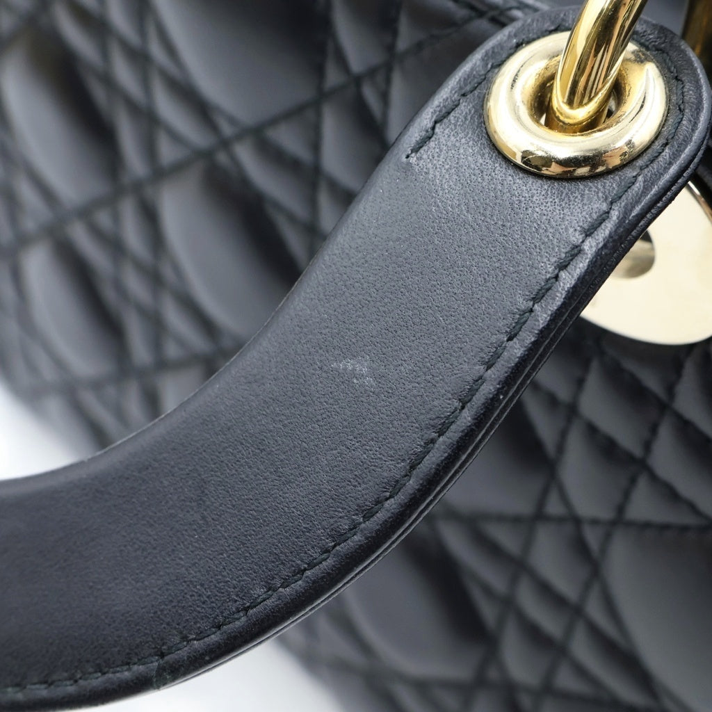 Christian Dior(クリスチャンディオール) マイレディディオール カナージュ 2wayショルダーバッグ ハンドバッグ ブラック ラムスキン 01-BO-0270 レディース
