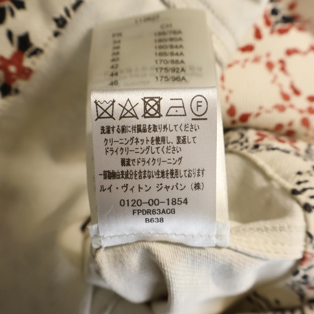 LOUIS VUITTON(ルイヴィトン) モノグラムフラワー 総柄 コットン デニム フロントジップ シームレス ノースリーブワンピース #34 レッド/ホワイト RW232W ACG FPDR63 レディース