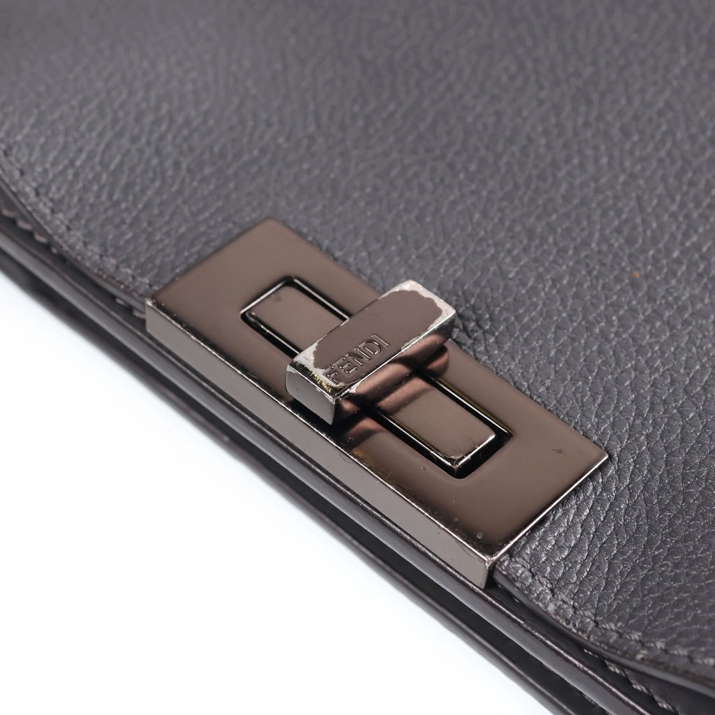 FENDI(フェンディ) ピーカブー アイシーユーミディアム 2WAYハンドバッグ ショルダーバッグ グレー レザー 7VA529 ブラック金具 レディース