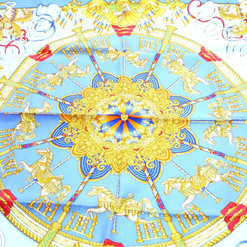 HERMES(エルメス) カレ90 メリーゴーランド Luna Park Carousel ブルー マルチカラー シルク