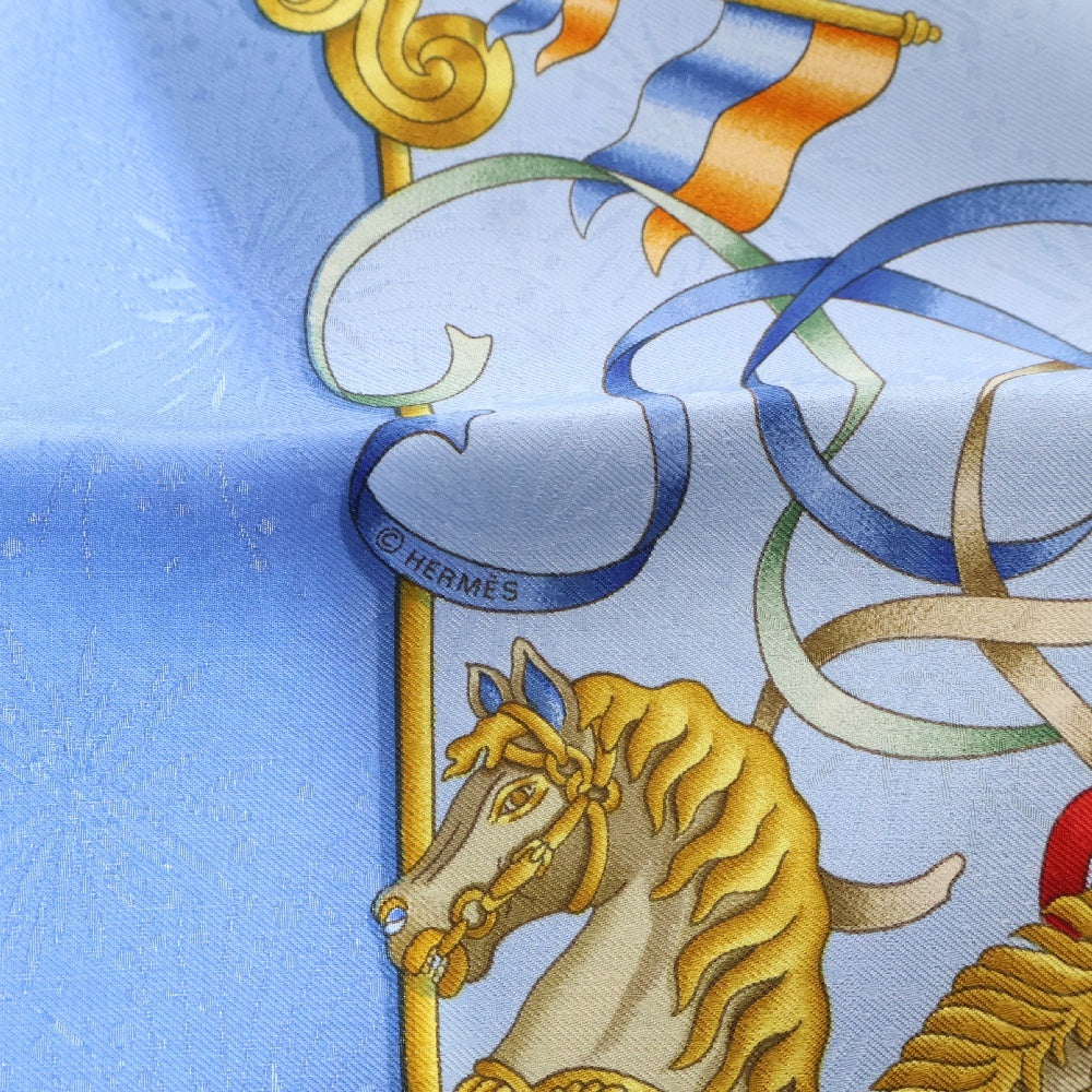 HERMES(エルメス) カレ90 メリーゴーランド Luna Park Carousel ブルー マルチカラー シルク