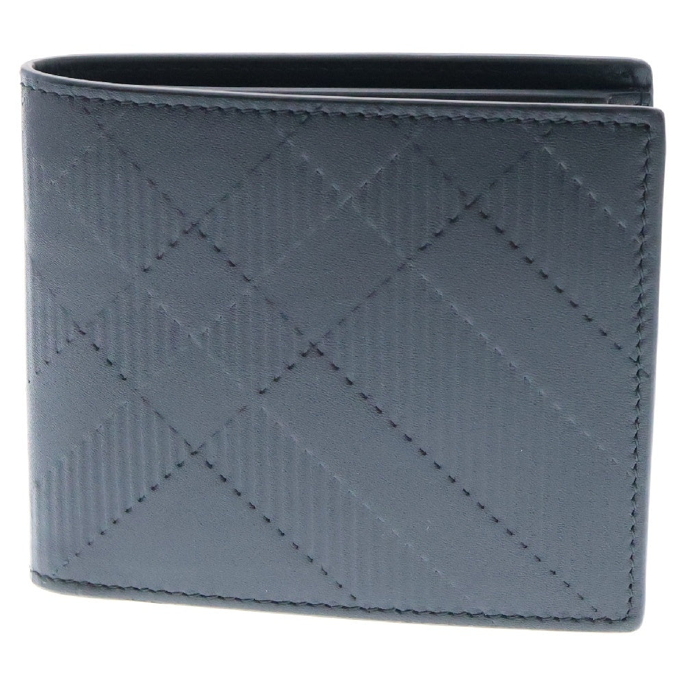 BURBERRY(バーバリー) エンボス チェック レザーコンパクトウォレット 二つ折り財布 8078355