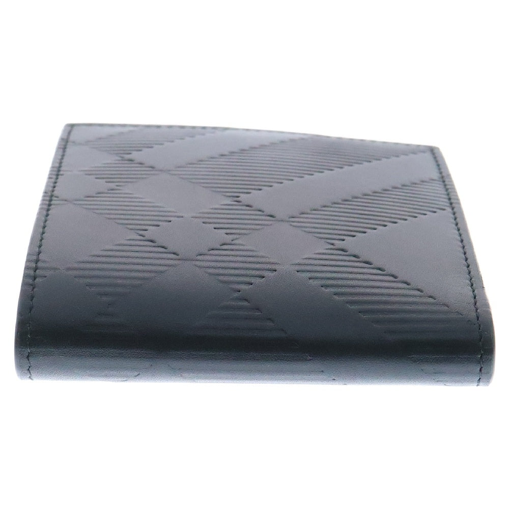 BURBERRY(バーバリー) エンボス チェック レザーコンパクトウォレット 二つ折り財布 8078355