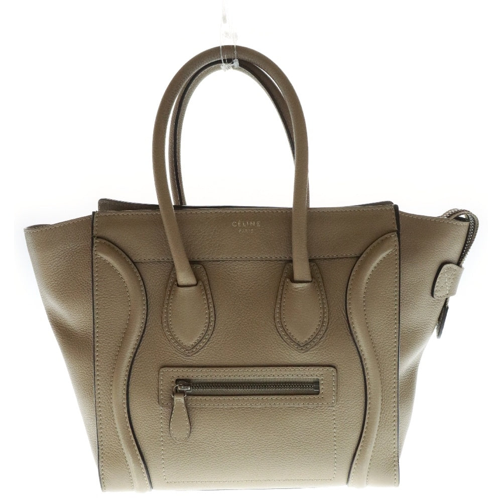 CELINE(セリーヌ) ラゲージ マイクロショッパー ハンドバッグ ベージュ カーフレザー