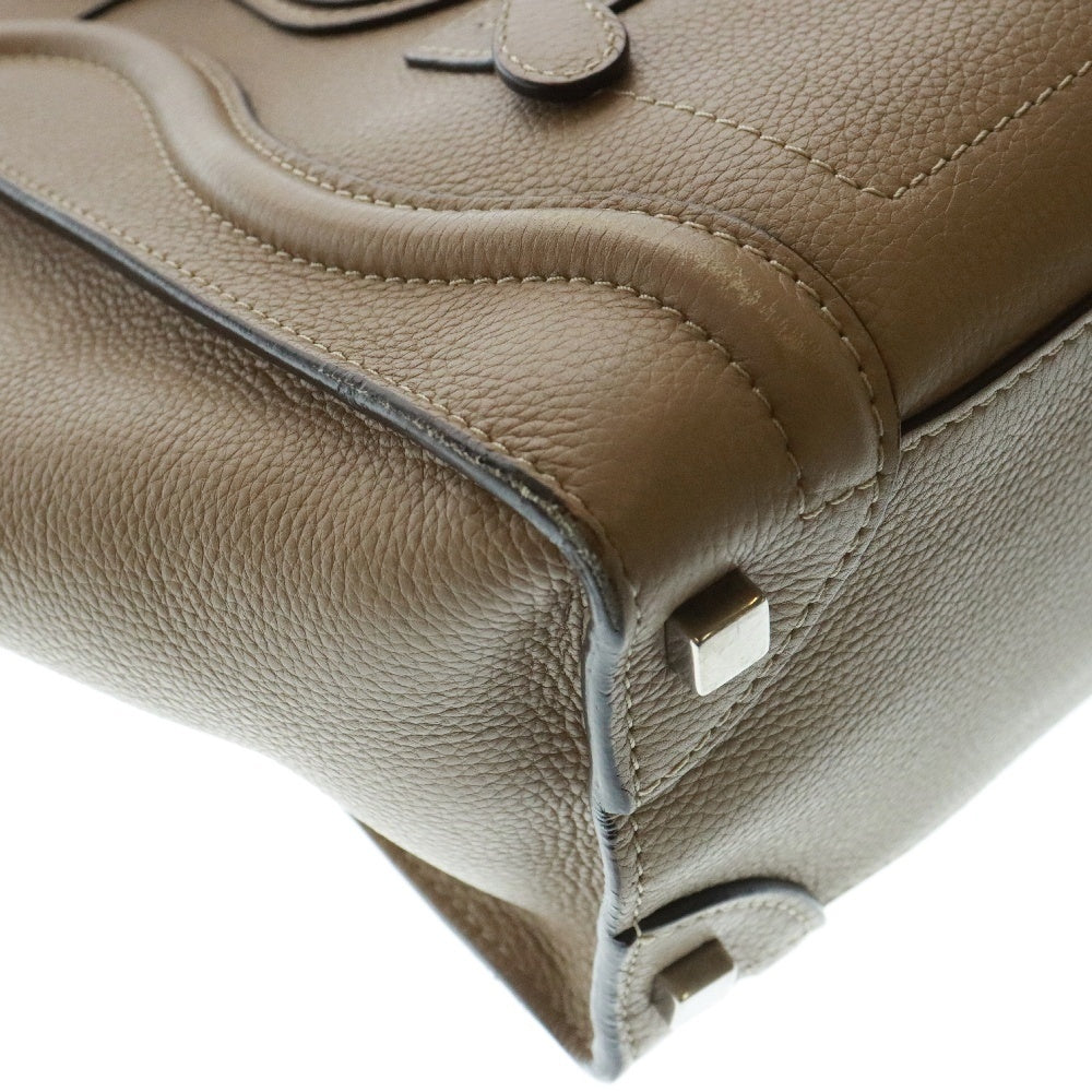 CELINE(セリーヌ) ラゲージ マイクロショッパー ハンドバッグ ベージュ カーフレザー