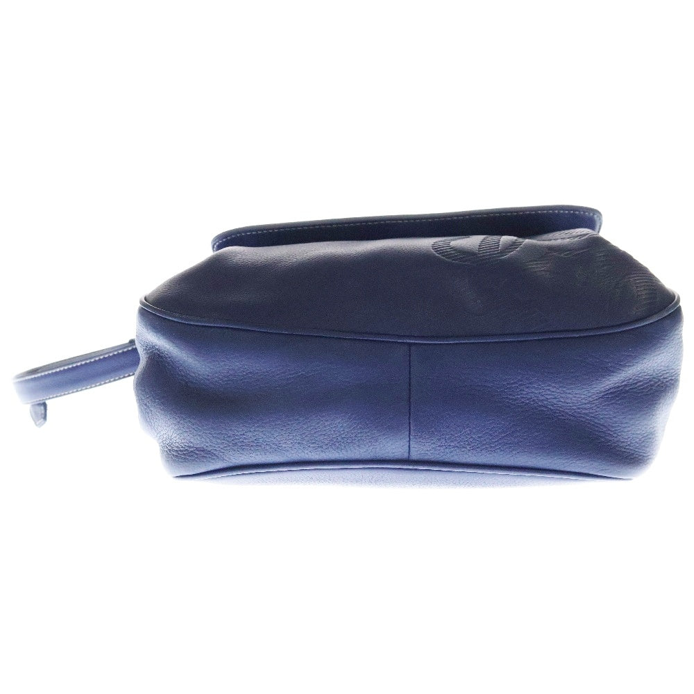 LOEWE(ロエベ) アナグラム ショルダーバッグ 斜め掛けバッグ ホワイトステッチ ブルー ゴールド金具 レザー