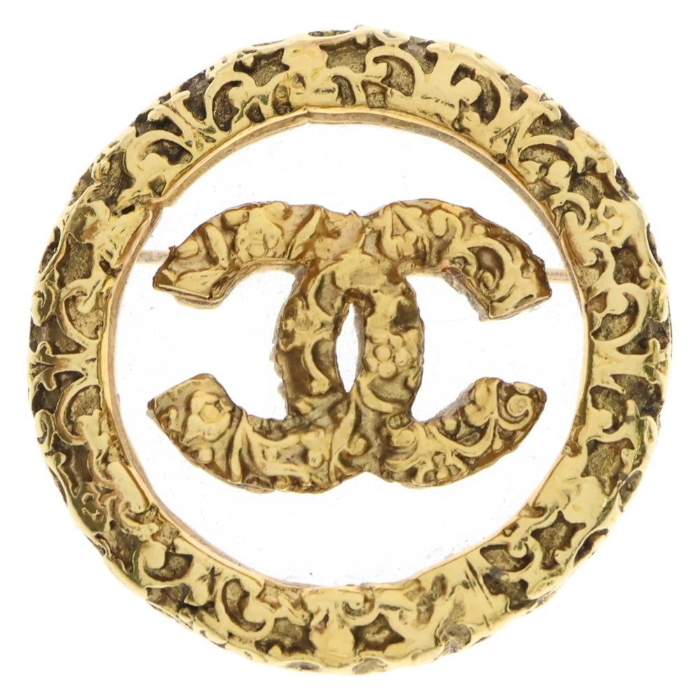 CHANEL(シャネル) ココマーク ブローチ 溶岩 ゴールド GP バッジ ヴィンテージ アクセサリー 93A