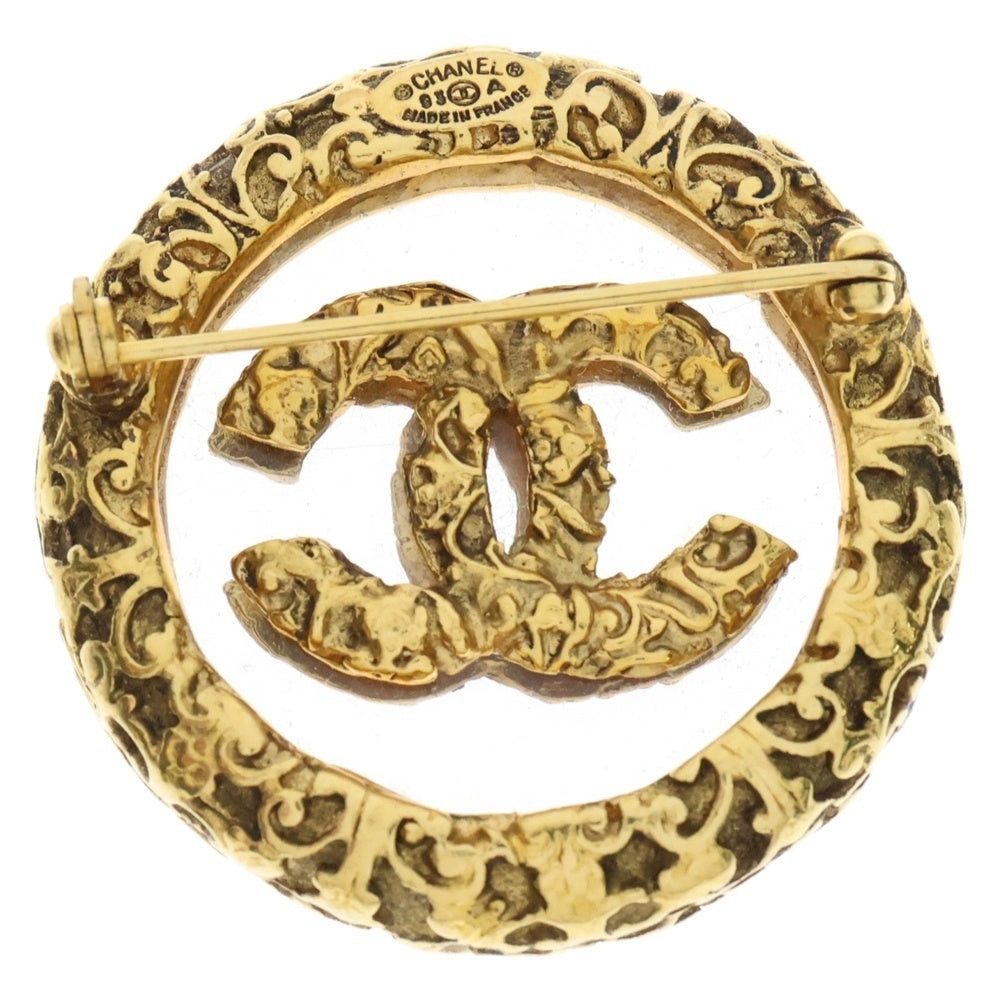 CHANEL(シャネル) ココマーク ブローチ 溶岩 ゴールド GP バッジ ヴィンテージ アクセサリー 93A