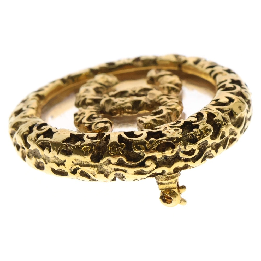 CHANEL(シャネル) ココマーク ブローチ 溶岩 ゴールド GP バッジ ヴィンテージ アクセサリー 93A