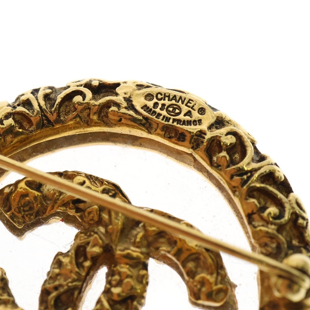 CHANEL(シャネル) ココマーク ブローチ 溶岩 ゴールド GP バッジ ヴィンテージ アクセサリー 93A