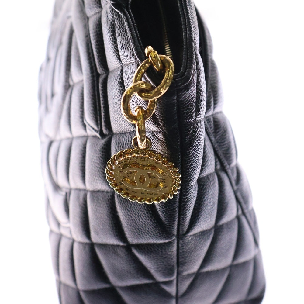 CHANEL(シャネル) マトラッセ 復刻トートバッグ ハンドバッグ キャビアスキン ブラック ゴールド金具