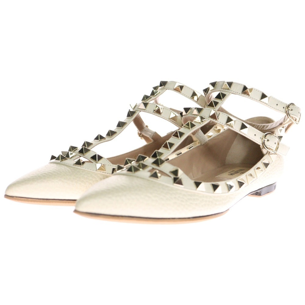 VALENTINO(ヴァレンティノ) ロックスタッズ パンプス ホワイト ゴールド金具 35