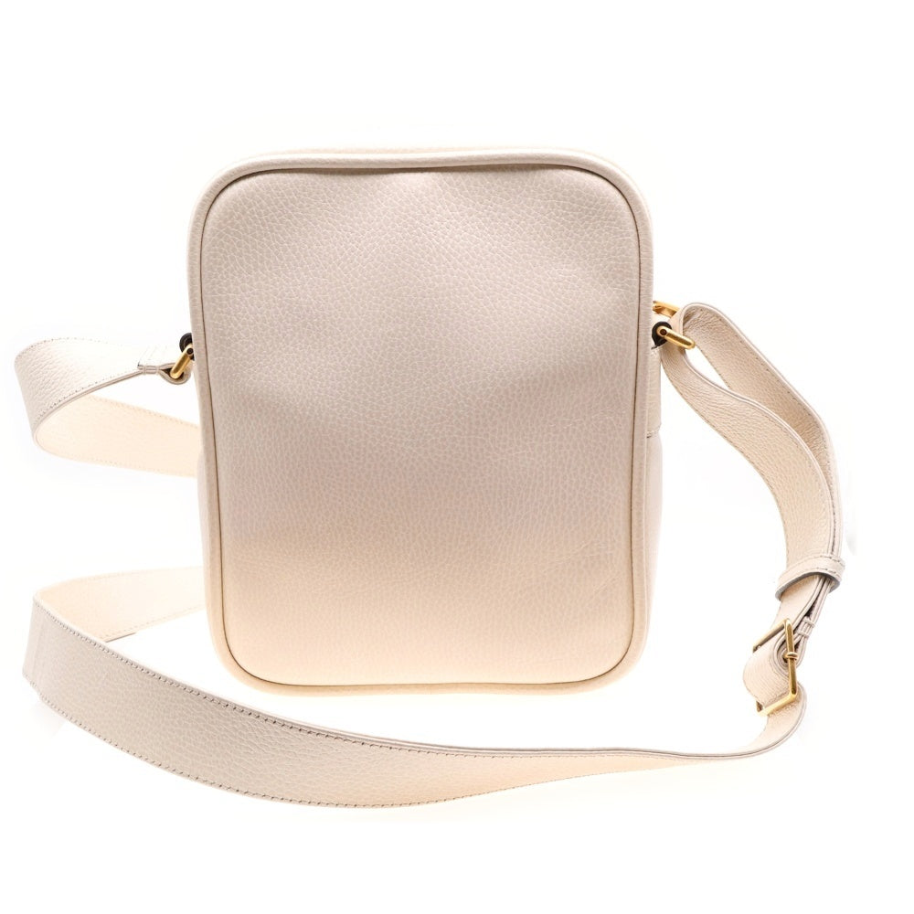 GUCCI(グッチ) グッチロゴプリント メッセンジャーバッグ ショルダーバッグ ホワイト ゴールド金具 レザー 523591