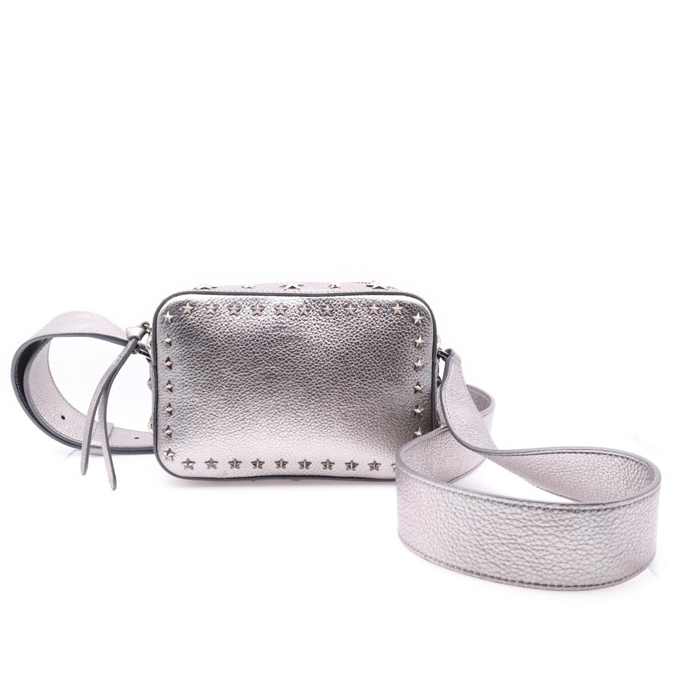 JIMMY CHOO(ジミーチュウ) ペガシ スタースタッズ ショルダーバッグ カメラバッグ ミニバッグ シルバー レザー