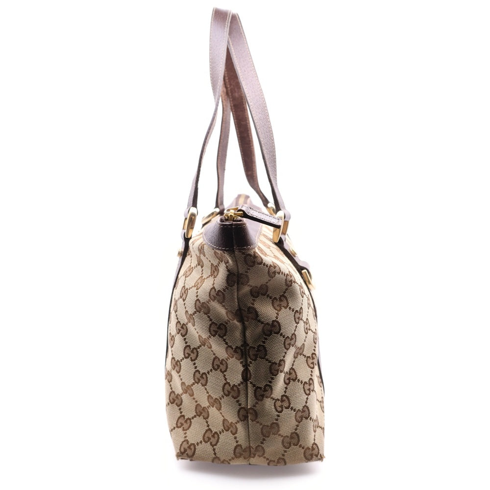 GUCCI(グッチ) GGキャンバス アビーライン トートバッグ ハンドバッグ ベージュ×ブラウン ゴールド金具 レザー×キャンバス 141470