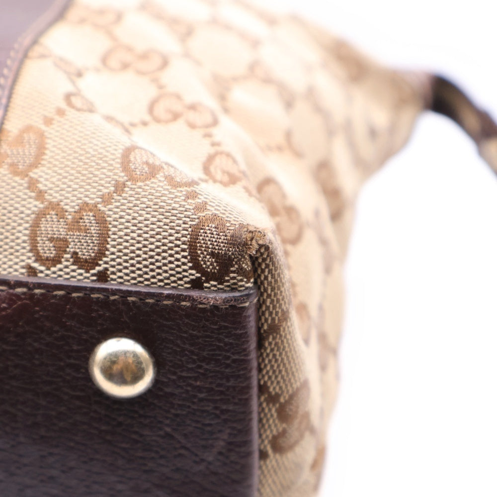 GUCCI(グッチ) GGキャンバス アビーライン トートバッグ ハンドバッグ ベージュ×ブラウン ゴールド金具 レザー×キャンバス 141470