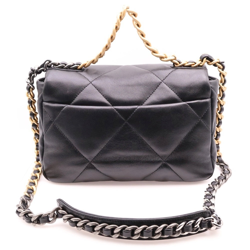 CHANEL(シャネル) ココマーク シャネル19 チェーンショルダーバッグ ハンドバッグ ブラック ゴールド金具 ラムスキン