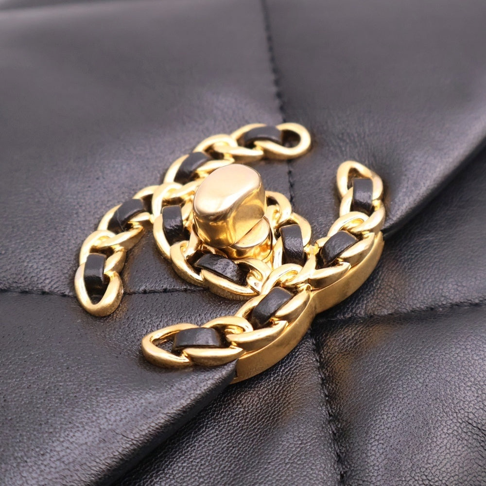 CHANEL(シャネル) ココマーク シャネル19 チェーンショルダーバッグ ハンドバッグ ブラック ゴールド金具 ラムスキン