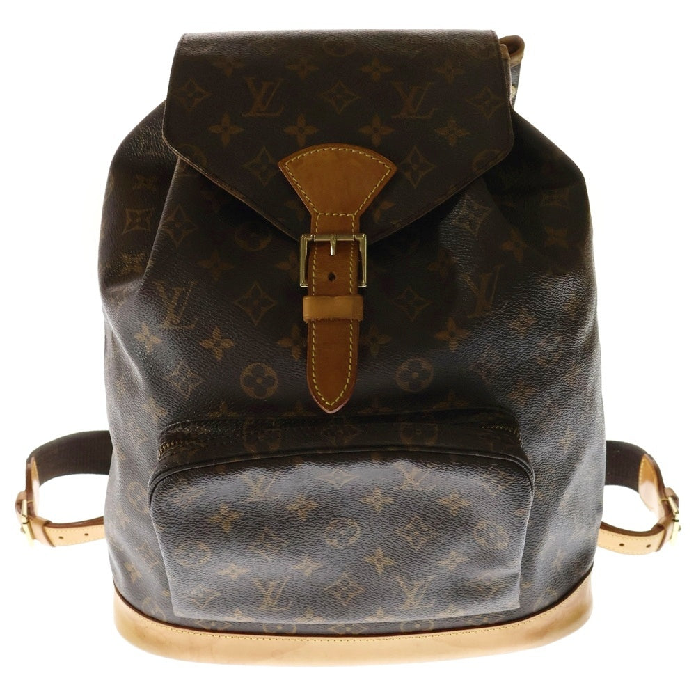 LOUIS VUITTON(ルイヴィトン) モノグラム モンスリGM リュックサック バックパック ブラウン ゴールド金具 レザー×PVC M51135