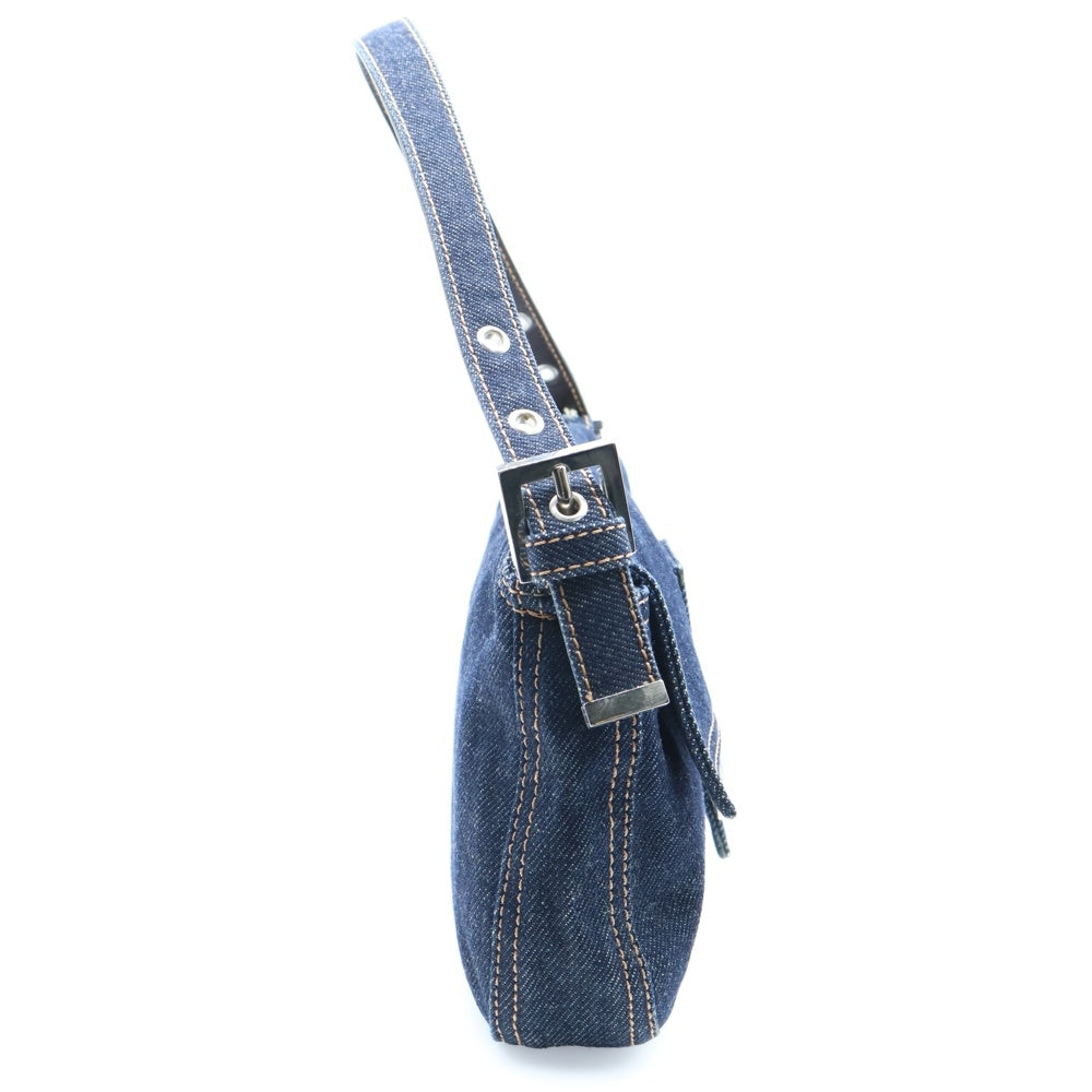 FENDI(フェンディ) マンマバケット ハンドバッグ ネイビー デニム ワンショルダーバッグ シルバー金具