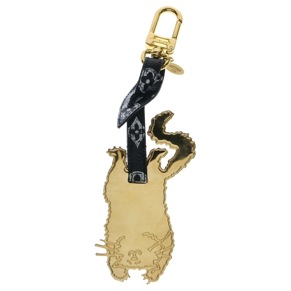 LOUIS VUITTON(ルイヴィトン) ビジューサック キャットグラム フライングキャット バッグチャーム ゴールド×ブラック レザー GP MP2284