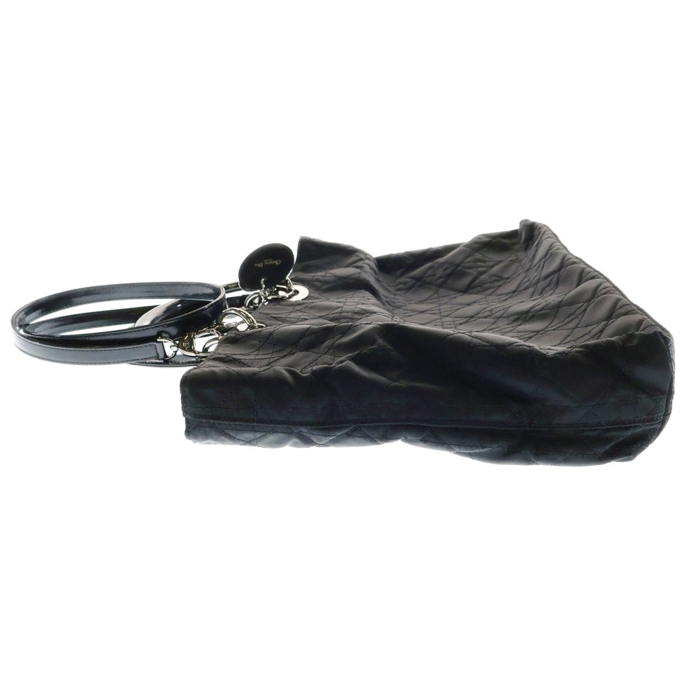 Christian Dior(クリスチャンディオール) レディディオール カナージュ ナイロン レザー 2WAY ハンド ワンショルダーバッグ シルバー金具 ブラック
