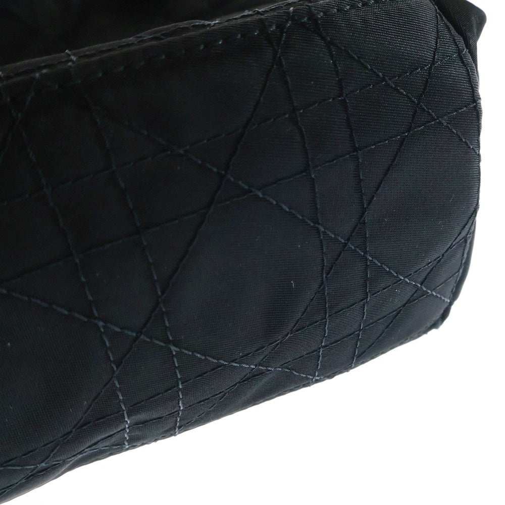 Christian Dior(クリスチャンディオール) レディディオール カナージュ ナイロン レザー 2WAY ハンド ワンショルダーバッグ シルバー金具 ブラック